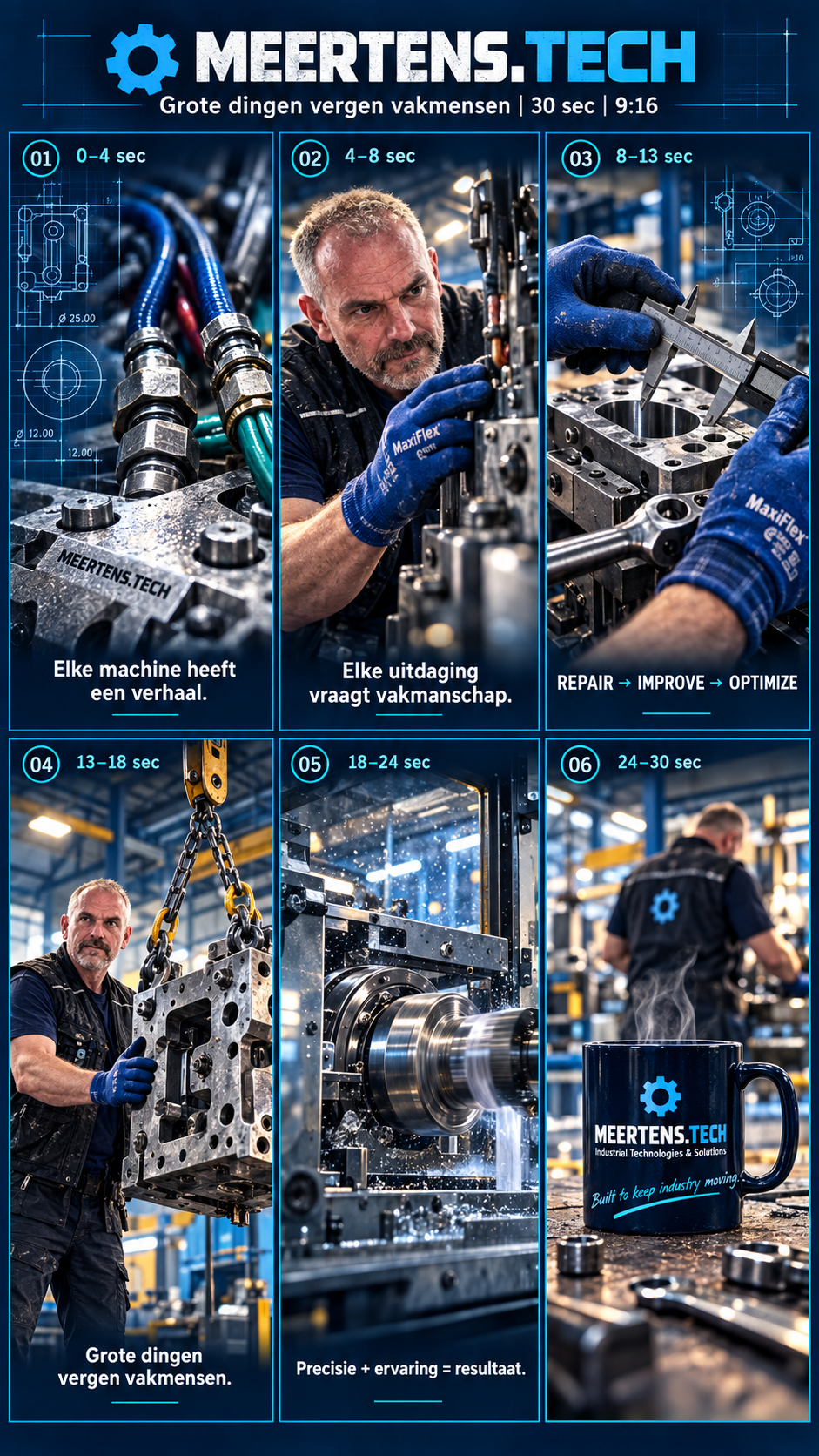 Detail van een meting met een schuifmaat aan een metalen onderdeel, uit het Meertens.tech merkconcept